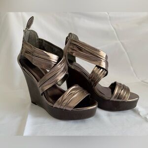 GLO Jeans Metallic Bronze Wedge Sandals